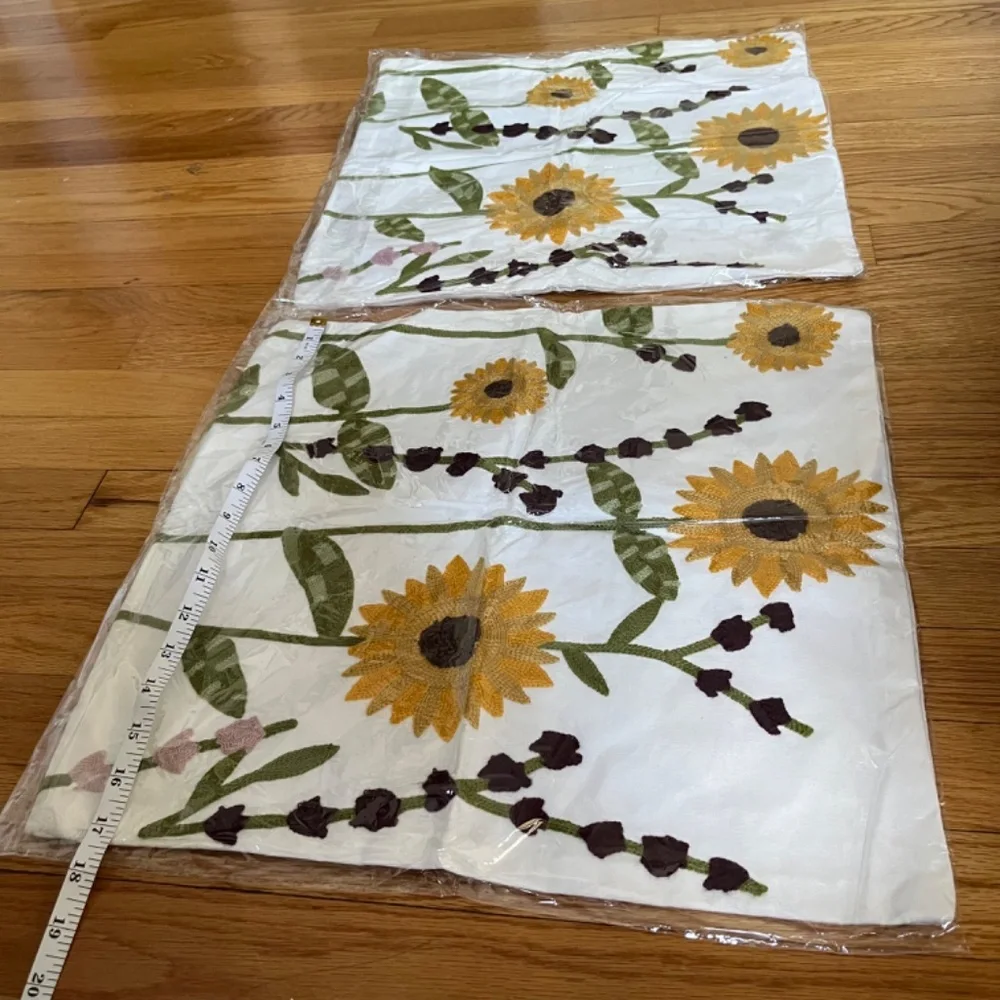 2PC Sunny Sunflower Embroidered Pillowcase